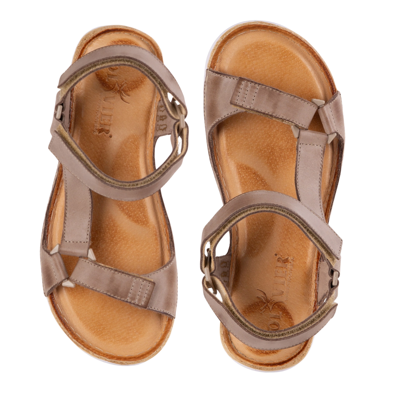 Skórzane sandały damskie barefoot-friendly Kallia – ciemny beż 